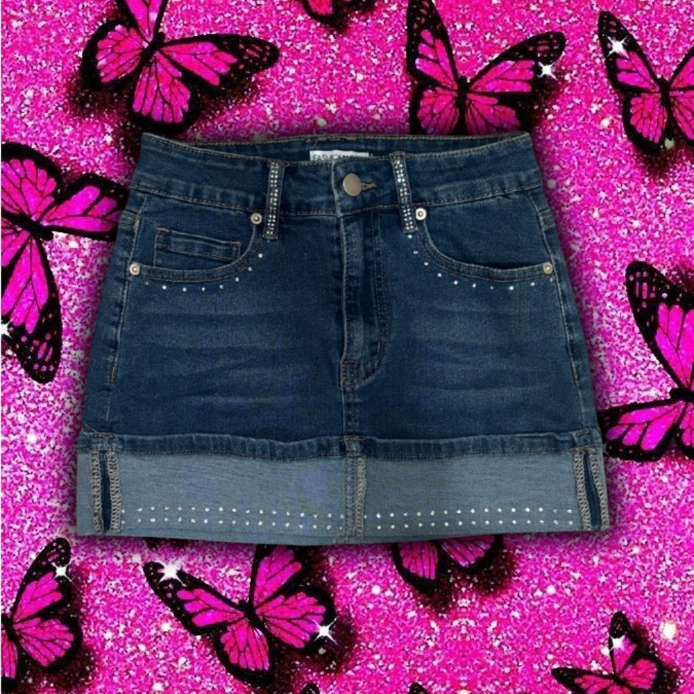 Fashion Nova Dark Blue Denim Mini Skirt